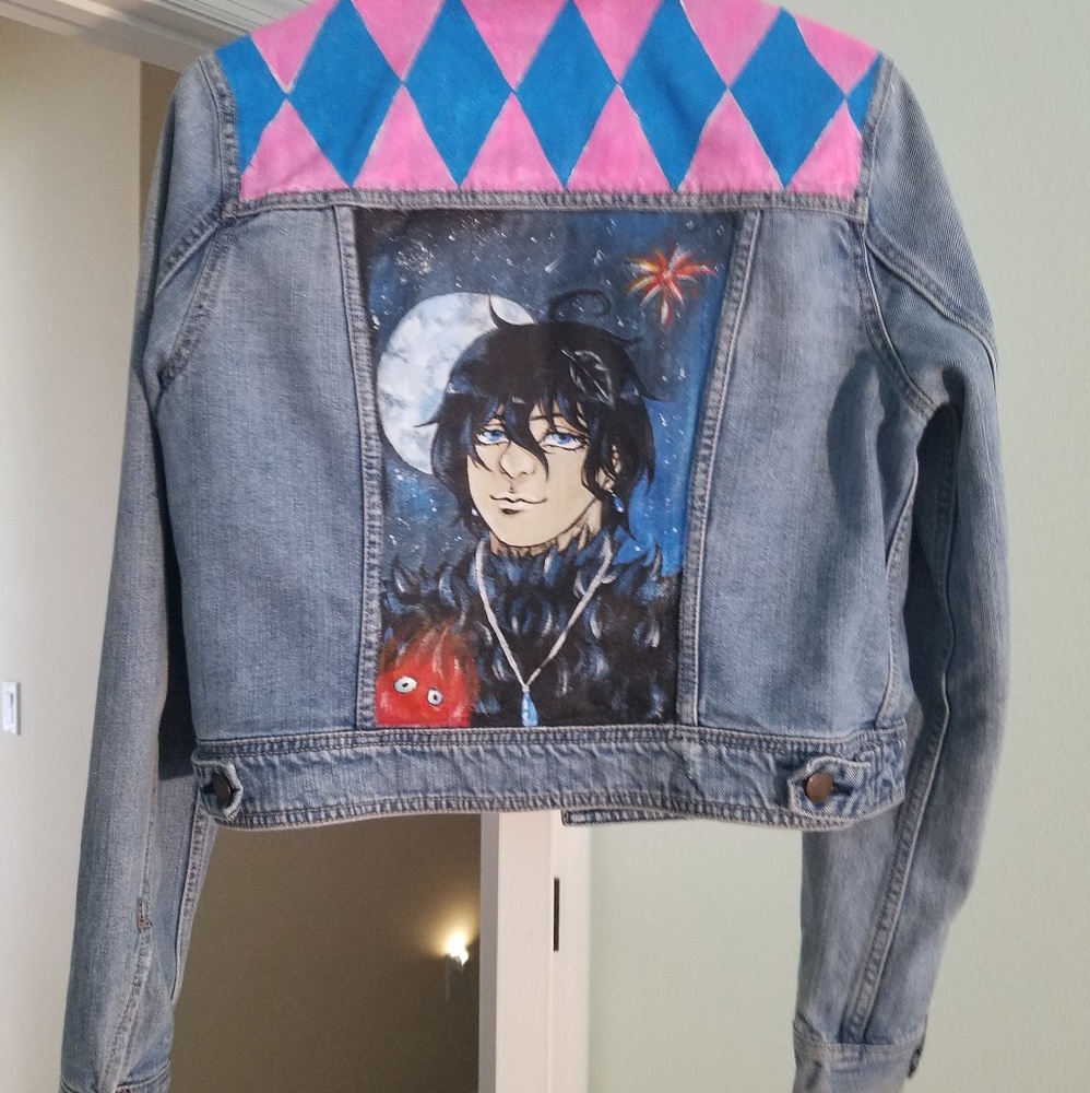 Handpainted Howl's Moving Castle Denim Jacket